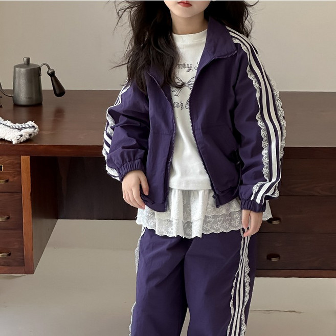 UPPERCUT 여아 봄 가을 레이스 집업 바람막이 상하복세트