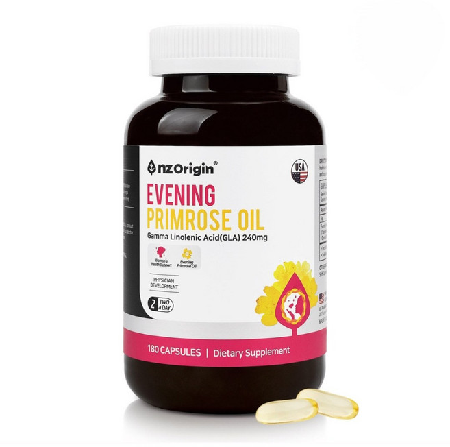 미국산 감마리놀렌산 달맞이꽃종자유 월경전증후군 PMS 갱년기 여드름 항염증 면역개선 아토피 피부염증 습진 유방통증 혈행개선 엄마 여자친구 그날을 위한 건강선물, 180정, 1개