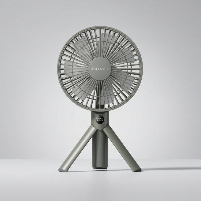 HALOPICK 접이식 휴대용 탁상 겸용 손선풍기 3000mAh BLDC 초강력 4단 풍속 왕팬 선풍기, 딥그린, DQ-280