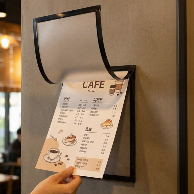 마스프렌즈 A4 자석 액자 안내판 부착식 프레임 5p, 5개, 블랙