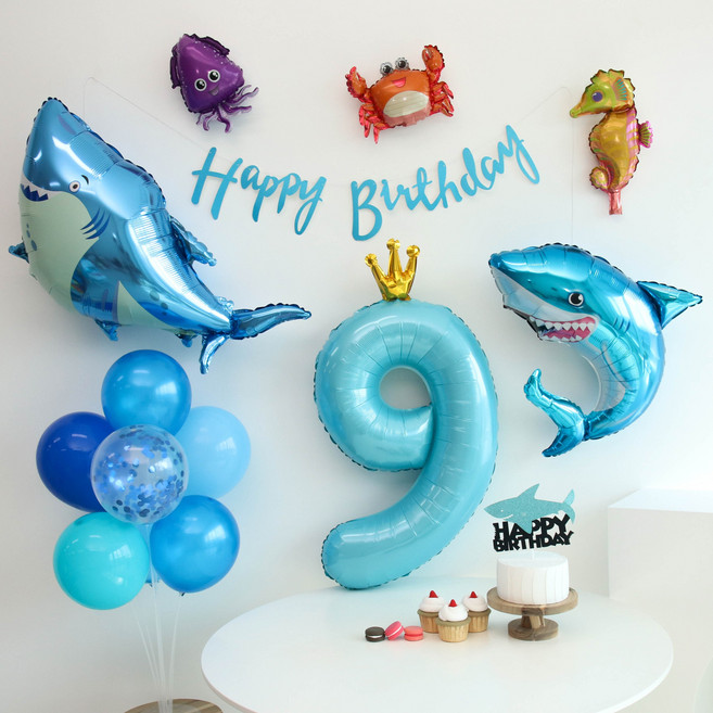 이벤트홀릭 상어 풍선 생일파티세트, 숫자풍선 9