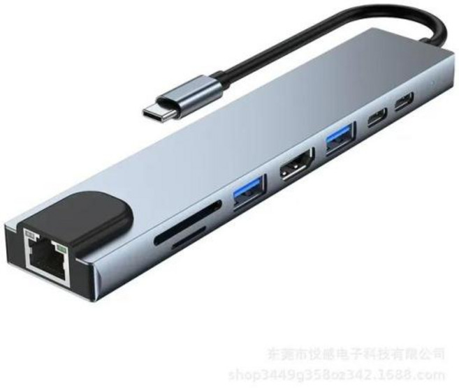 노트북 PC 컴퓨터용 USB C 도킹 스테이션 듀얼 디스플레이 포트 듀얼 모니터 도킹 스테이션 USB 3.0 PD USB C 타입 8 인 1, 6) New 8 in 1, 1개