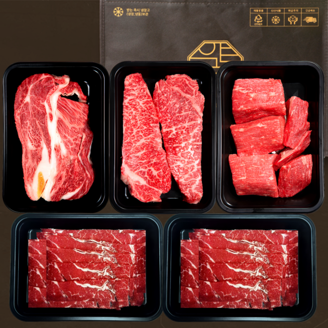 [압구정한우] 1++등급 한우 선물세트 1.6kg 프리미엄 명품4호 (등심 채끝살 국거리 불고기) 투뿔 구이용 소불고기 샤브샤브 국거리용 마장동 소고기 부모님 명절 감사 선물, 1세트