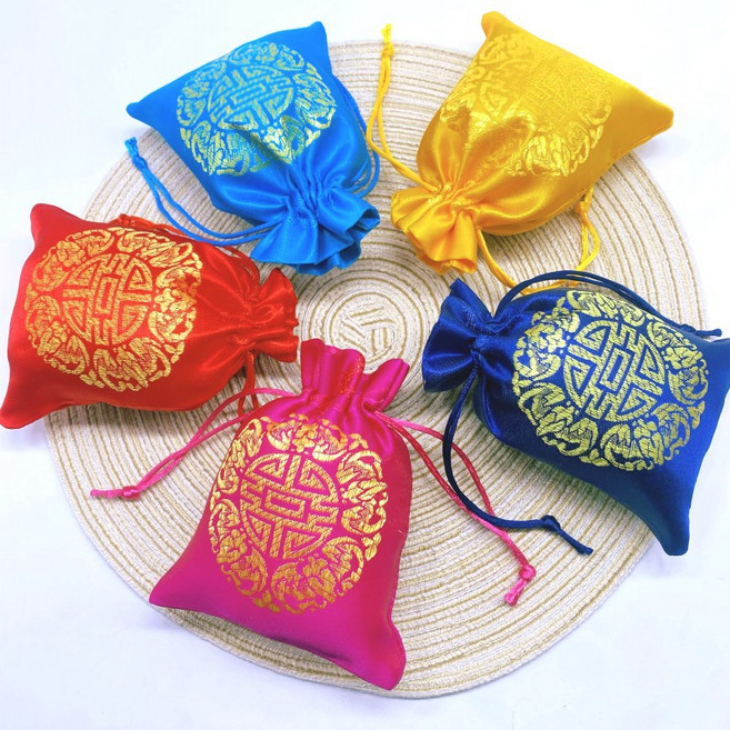 행운가득 미니 복주머니 파우치 5색 세트, 장수 주머니