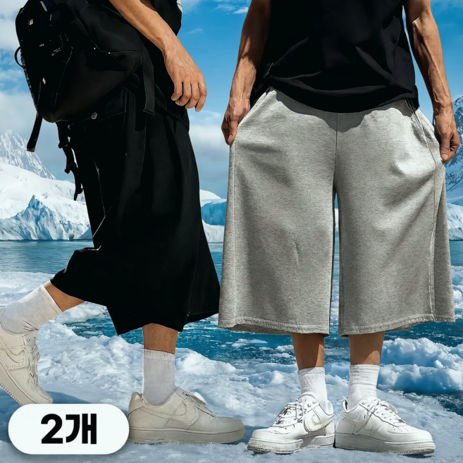 1+1 시온 쿨링 메쉬 사이드 핀턱 버뮤다팬츠