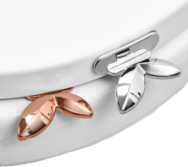 반짝이는일상 변기뚜껑 손잡이 1+1 모던 잎사귀 화장실 커버, 실버+로즈골드