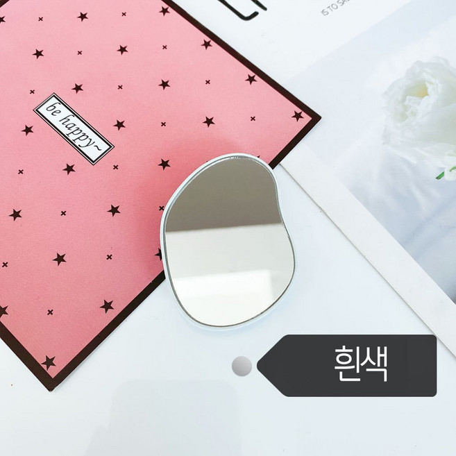 스마트폰 그립 톡홀더 스티커 부착형 거울 캐릭터 반구 투명 메탈 원형 핸드폰 거치 크리스탈, 감성거울 흰색, 1개