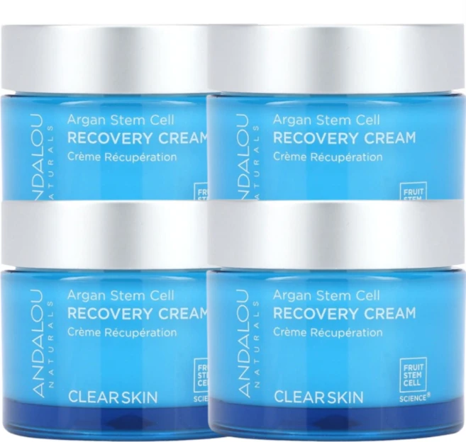 2+2 안달로우 내추럴스 아르간 줄기세포 리커버리 피부 재생 크림 알로에베라 피지 흡수 50ml, 4개 - 쿠팡
