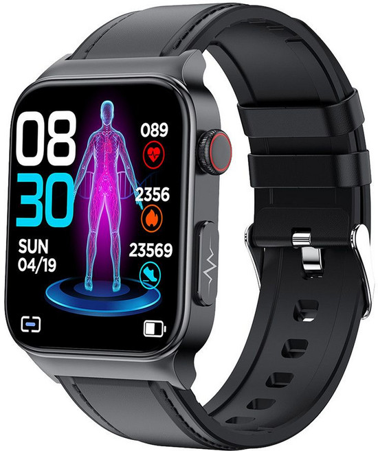 무채혈 BJ0445 검사 스마트워치 측정기 비침습 체크기 혈당 자동 당뇨, 블랙스킨