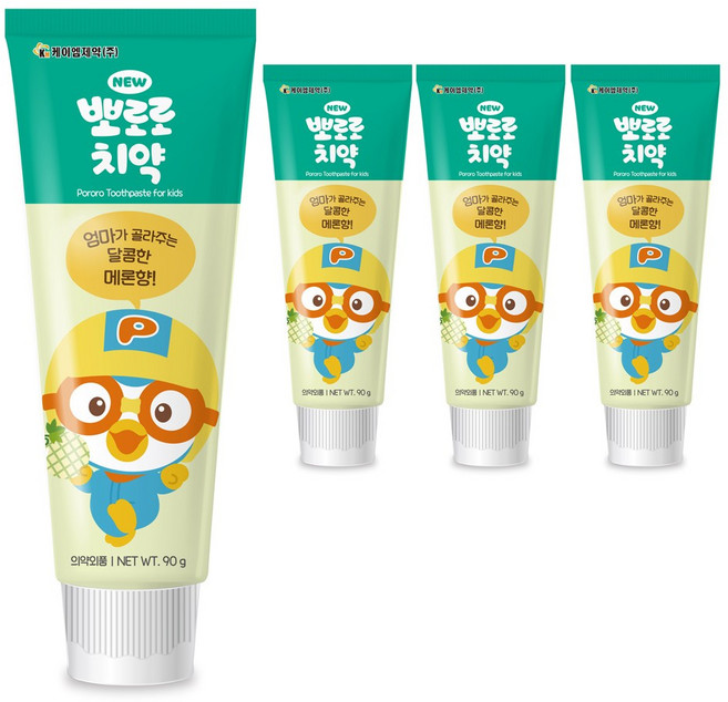 뽀로로 뉴 어린이 치약 메론향, 90g, 4개