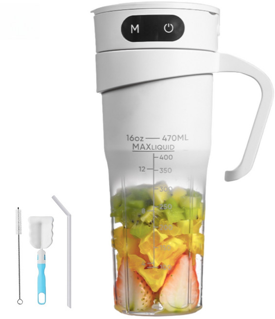 Cygoah 무선 소형 믹서기 휴대용 블렌더 안전 보호 식품 등급 소재 대구경 컵, 화이트, HL302