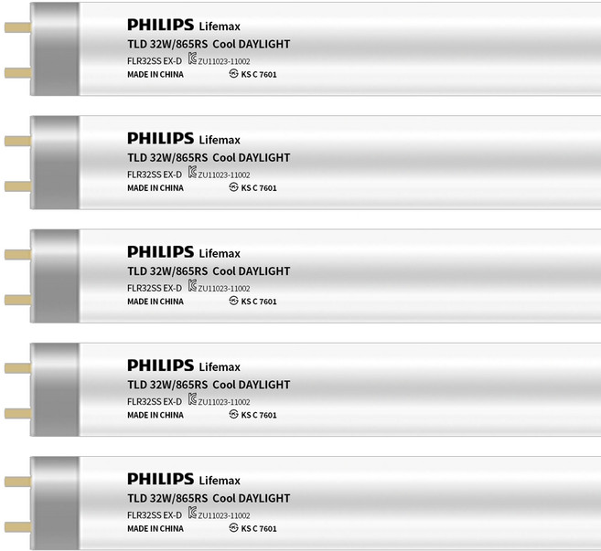 필립스 직관형광램프 32W 865 주광색 TLD 32W 865RS FLR32SS, 5개