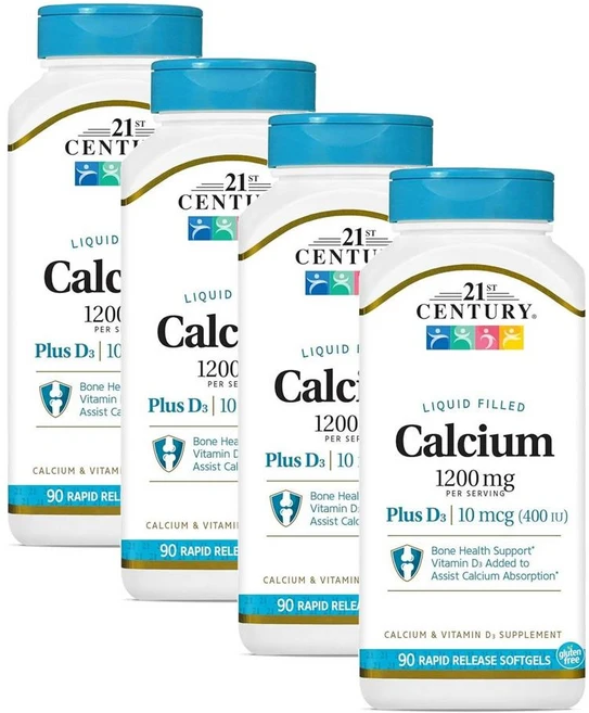 21센추리 칼슘 플러스 D3 액상 필드 소프트젤 21st Century Calcium Plus D3 Liquid Filled Softgel, 4개, 90정 - 쿠팡