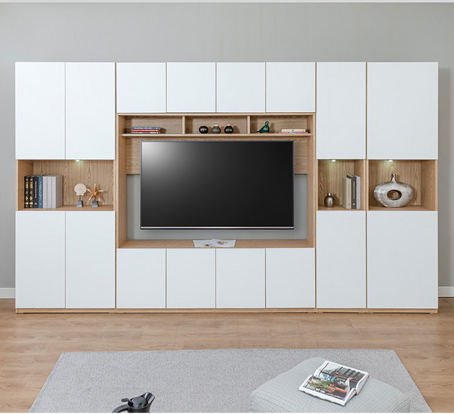 블리스데코 루시드 3400 월플렉스 높은 TV 거실장 세트 BOS024_C, 화이트