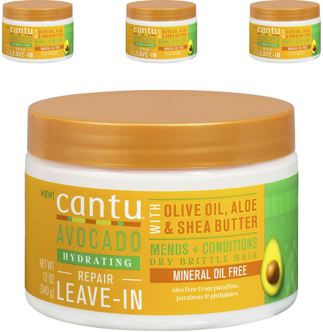 칸투 아보카도 하이드레이팅 리페어 리브-인 드라이 부스스한 모발, 4개, 340g