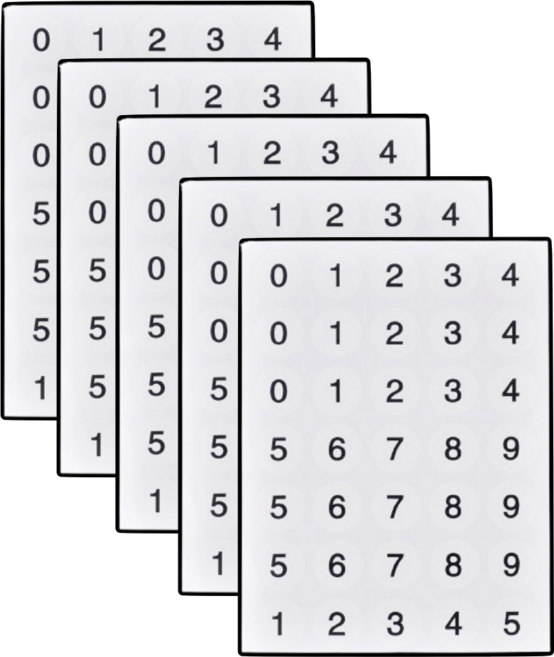 이음모음 원형 숫자 스티커 0-9번, 프리미엄세트, 5장