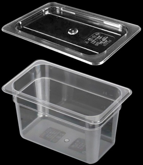 PC 밧드 반찬통 업소용 투명 바트 플라스틱 용기, 2／3 사이즈, 바트 2인치