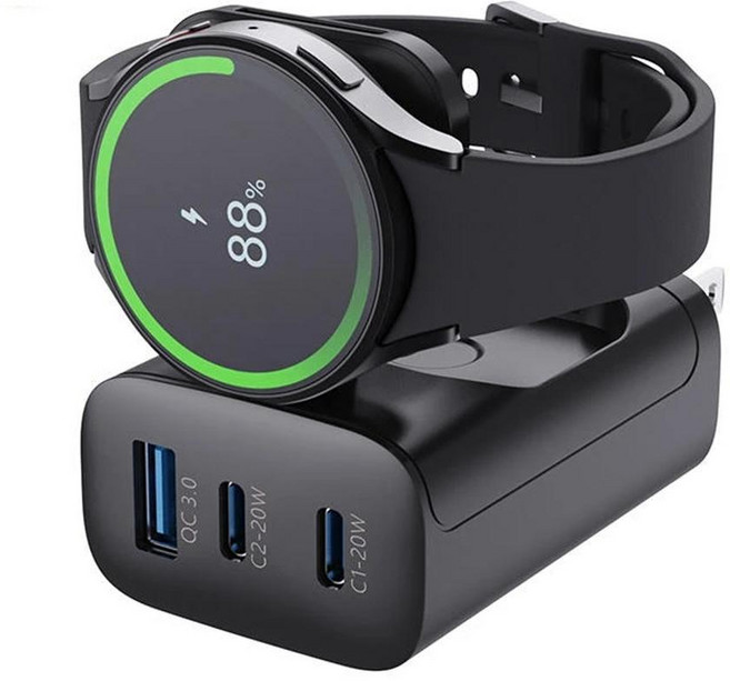 핸드폰 고속 무선 충전기 패드 OATSBASF 마그네틱 자석 워치 어댑터 접이식 미국 영국 플러그 QC3.0 4IN1, For Samsung Watch US, 1개