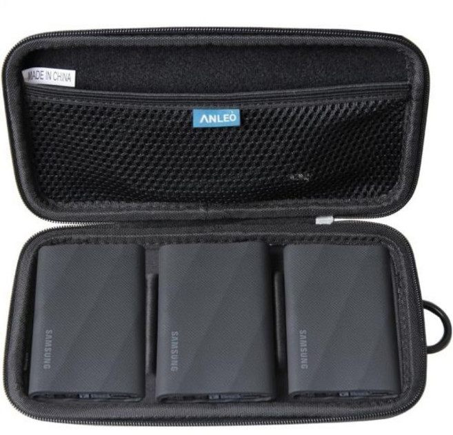 삼성 T7 쉴드용 Anleo 하드 여행용 케이스 2TB 1TB 4TB 휴대용 SSD USB 3.2 Gen2 외장 솔리드 스테이트 드라이브블랙 드라이브 3개용, Case for 3 Hard Drives, Black, 1개