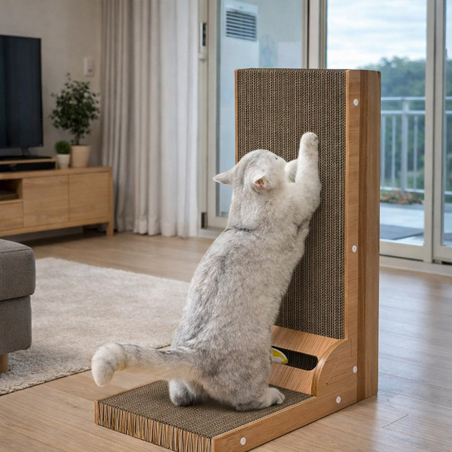 앤틱스 수직 벽면형 고양이 스크래쳐, 1개, 우드 브라운
