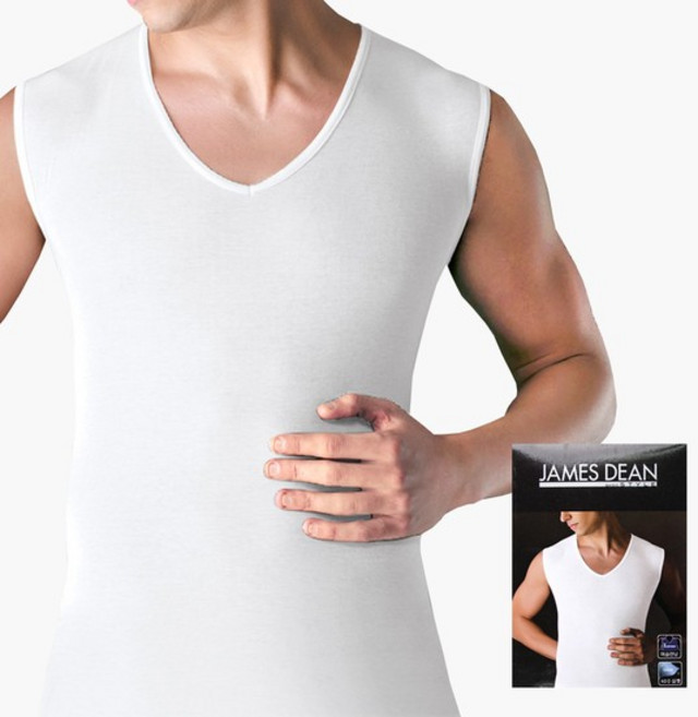 제임스딘 40수 실켓 순면 V넥 흰색 남성 머슬 런닝 JHMRU007