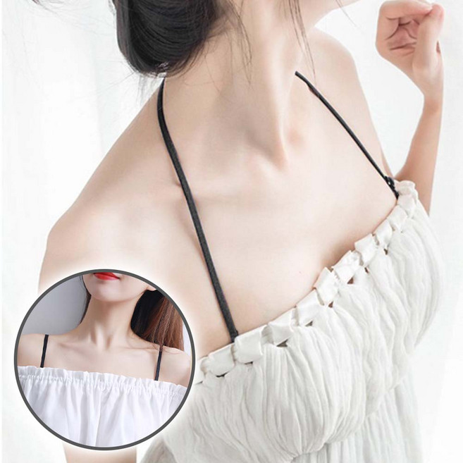 1+1 오프숄더 홀터넥 브라끈 패션 누드끈 브래지어끈 얇은 어깨끈 브라자끈