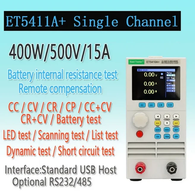 East 테스터 프로그래밍 가능한 DC 전자 부하 ET5410A+ 단일/이중 채널 미터 배터리 용량 테스터 150V/500W, 01 CHINA, 01 ET5411A Plus