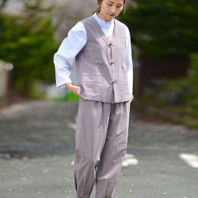 [24001] 남여공용 선염20수조끼바지 생활한복 개량한복 절복 법복 템플스테이 단체복 패션한복 요가한복 지장사