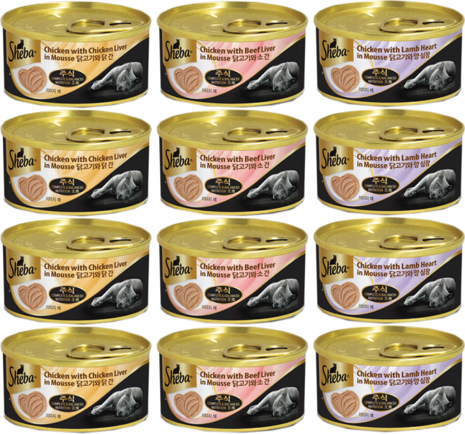 쉬바 무스캔, 혼합맛, 70g, 12개