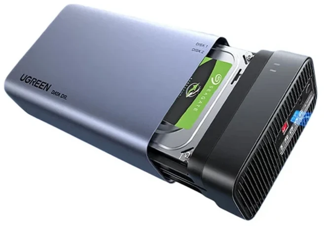 UGREEN 어레이 하드 디스크 캐비닛（RAID） NAS 확장 저장 용량 확장에 적합 2.5/3.5 SATA 기계식/솔리드, 02 Dual Disk no RAID