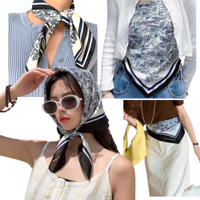 주드하우스 여성 실크 헤어 스카프 반다나