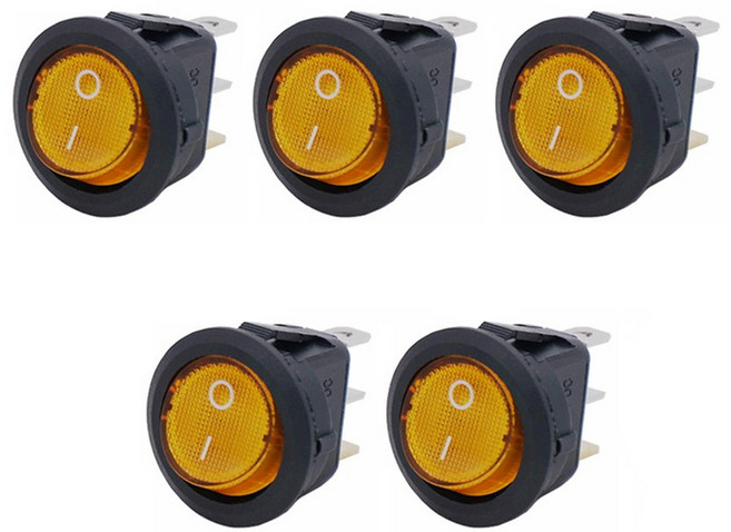락커스위치 사용 스위치 스위치가 자동차 LED 방수 버스 있는 로커 RV에 라운드 3 가능 핀 12 20A 4개 12V 오토바이 컬러 5개 개 보트, 5pcs yellow