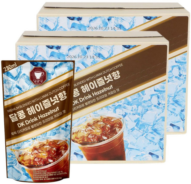 프리미엄 파우치 커피 음료 헤이즐넛향 아메리카노, 20개, 230ml