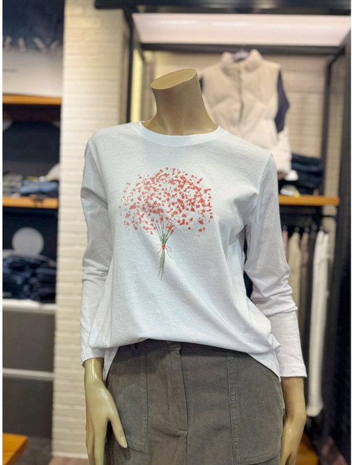 [뱅뱅] 봄 여성 플라워 프린트 긴팔 티셔츠 NTM247