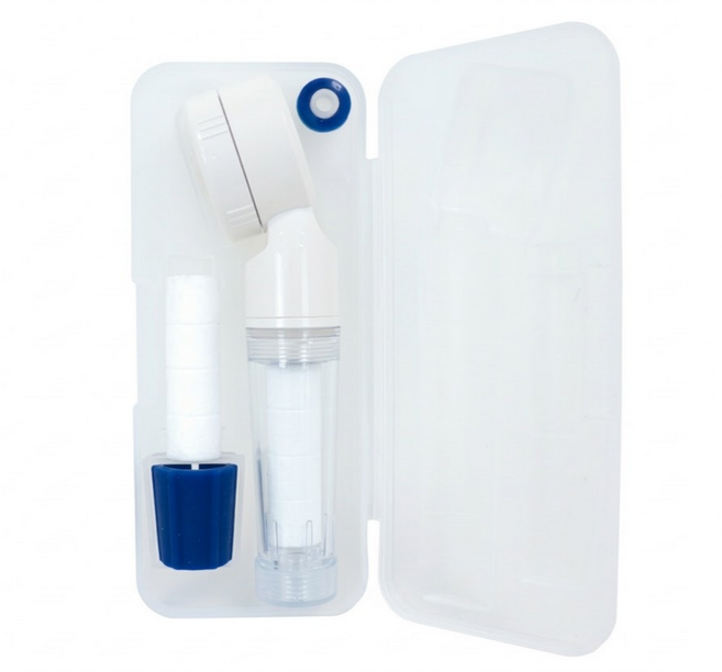 바스럽 파스텔톤 여행용 샤워기 + 세디먼트 필터 세트, 크림, 1세트