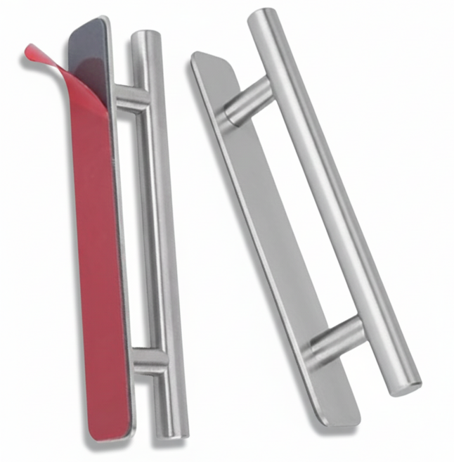 윈프로 무타공 접착식 올스텐 손잡이, 실버[150x25x35mm], 2개