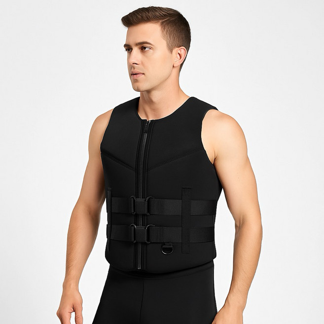 小島生活 救生衣 大浮力防撞背心 水上摩托車背心, 黑色,2XL