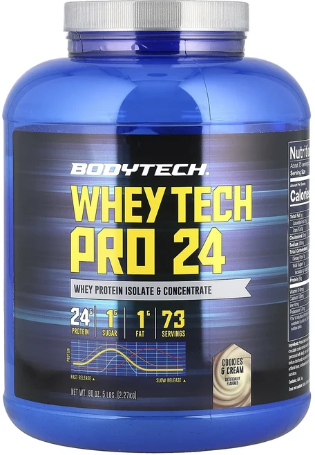 새해 건강을 선물하세요 BodyTech Whey Tech 프로 24 쿠키 앤 크림 2.27kg(5lbs) 특별관리진행, BodyTechWheyTech프로24쿠키앤크림227kg, 1개 - 쿠팡