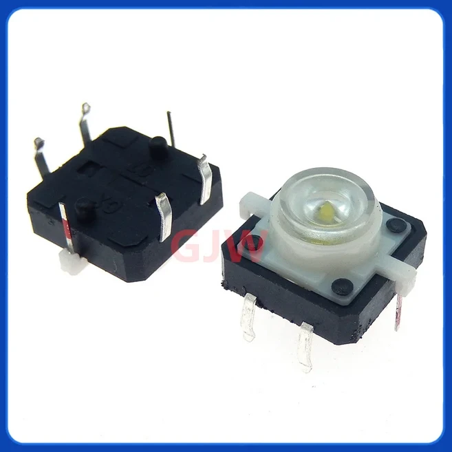 5PCS 5 색 12X12x7.3mm 4PIN dip TACT 푸시 버튼 스위치 빛 led 마이크로 키 전원 촉각 12127.3MM, 03 5PCS white