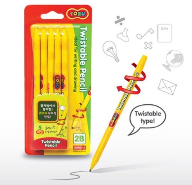 동아 토루 트위스터블 연필 돌려쓰는 연필 5pcs 2B