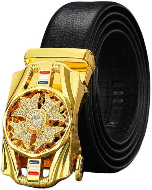 HAOYA벨트 남성시 작동벨트 악어무늬 진가죽 자동버클 소가죽 밴드