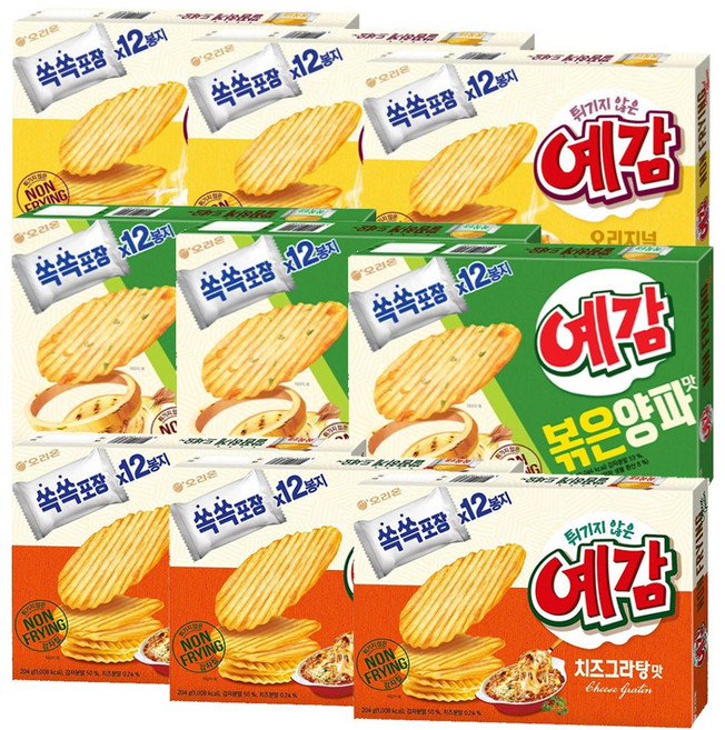 오리온 예감 오리지널 192g+치즈그라탕 204g+볶음양파맛 204g (총 3개), 17g, 3세트