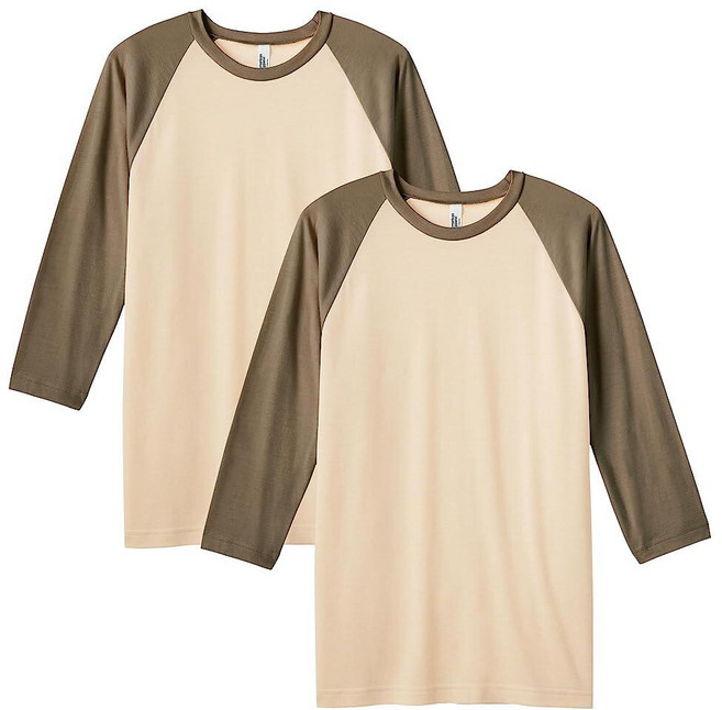 American Apparel 유니 성인용 CVC 래글런 티셔츠 스타일 G2003cvc 2팩 화이트/헤더 인디고 (2팩) XXL