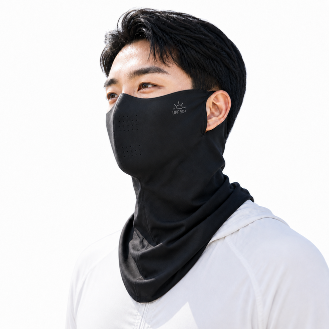 선라이즈 자외선차단 쿨링 스포츠마스크 UPF50+ KC인증 고급형, 1개, 블랙