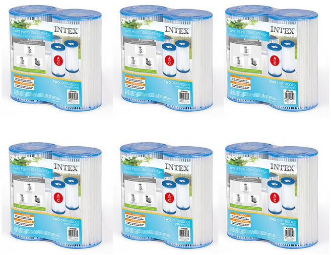 인텍스 풀장 정화 펌프 필터 카트리지 A 2개입 29002 (호환 펌프 28604 28638 28636 530 1000 1500갤론), 6세트