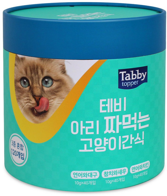 테비 아리 짜먹는 고양이 간식 10g X 120개 3종, 블루(참치와새우+연어와치킨+연어와대구), 1세트