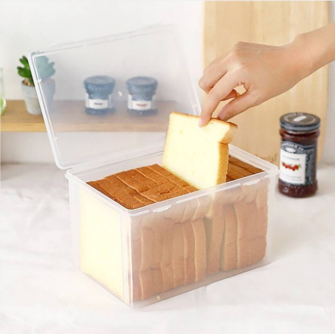브레드 보관함 간식통 식빵 상비약 수납케이스 투명 밀폐, 1개