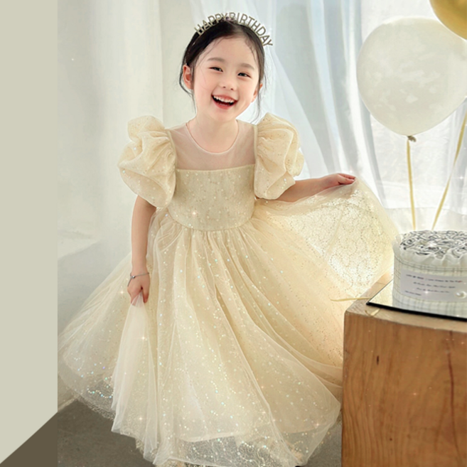 해피델리 금쪽이 스팽글 퍼프 드레스 공주 원피스 여아 생일 파티 연주회 음악회 의상
