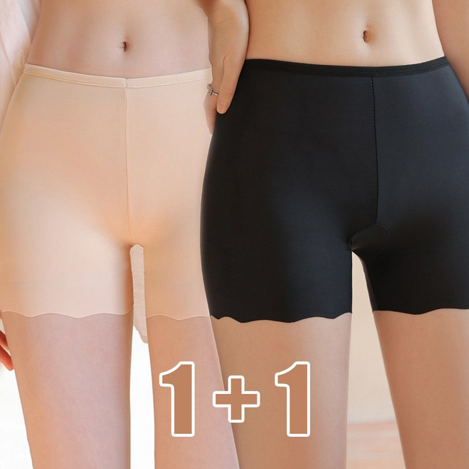 여성 아이스 쿨링 뱃살 힙업 3부 심리스 속바지 사각 드로즈 보정 팬티 레깅스 치마반바지 2p 슬림소녀