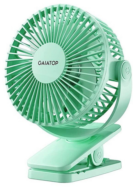 Gaiatop 휴대용 클립 온 팬 배터리 작동 작고 강력한 3단계 속도 조용한 360° 회전 USB 충전식 미니 개인용 냉각 팬 책상 테이블 홈 오피스 유모차 캠핑 여성, 초록색